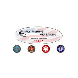 A group of four different badges with the words fly fishing veterans on them.