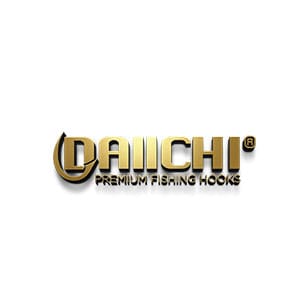 A gold logo that says daiichi premium fishing hooms