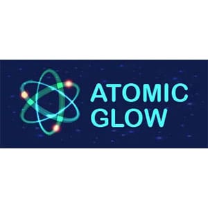 A neon sign that says atomic glow.