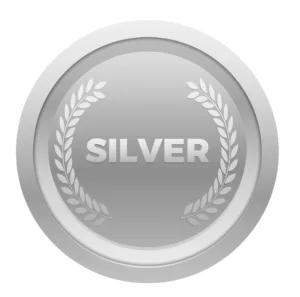 A silver medal with the word " silver ".